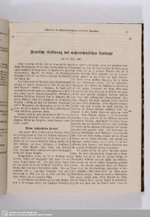 Feierliche Eröffnung des außerordentlichen Landtags