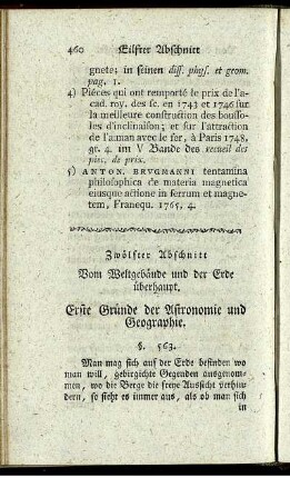 Zwölfter Abschnitt. Vom Weltgebäude und der Erde überhaupt.