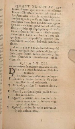 Quaestio XII. De intentione, in quinque articulos divisa.