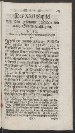Das XXII Capitel von den zusammengesetzten wie auch Schein-Schlüssen