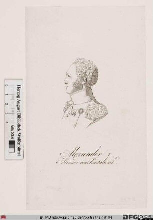 Bildnis Alexander I. Pawlowitsch, Kaiser von Russland (reg. 1801-25)