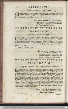 Approbatio Dilinganae Facultatis tam Theologicae quam Iuridicae