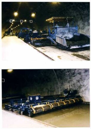Nordportal des Agnesburgtunnel Einbau der Betonfahrbahndecke