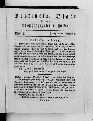 Num. 3, Ausgabe vom 10. Januar 1817