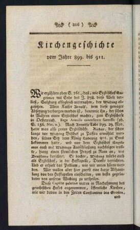 216-232, Kirchengeschichte vom Jahre 899 bis 911