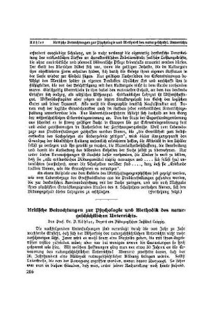 Kritische Betrachtungen zur Psychologie und Methodik des naturgeschichtlichen Unterrichts