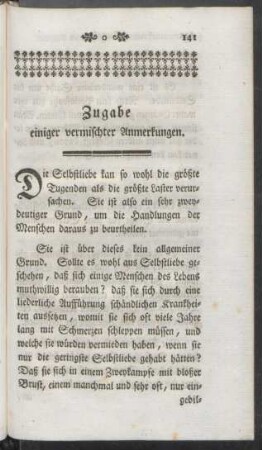 Zugabe einiger vermischter Anmerkungen