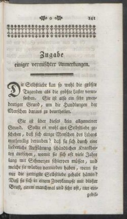 Zugabe einiger vermischter Anmerkungen
