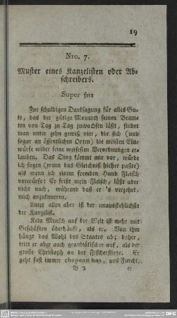 Nro. 7. Muster eines Kanzelisten oder Abschreibers. Super fein