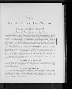 Statistisches Bureau der Steuer-Deputation.