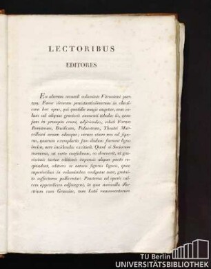 Lectoribus editors
