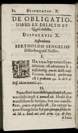 De Obligationibus Ex Delicto Et Quasi delicto. Disputatio X.