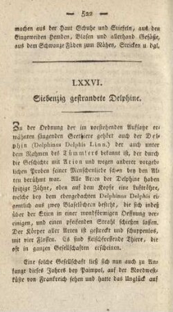 LXXVI. Siebenzig gestrandete Delphine