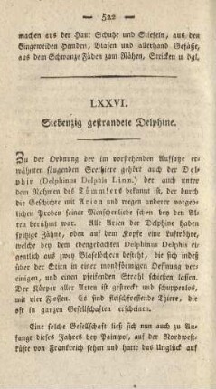 LXXVI. Siebenzig gestrandete Delphine