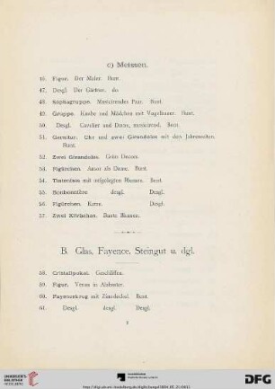 B. Glas, Fayence, Steingut u. dgl. (Nr. 58-68)