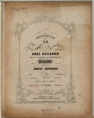Drei Gesänge : für 1 Singstimme mit Begl. d. Pianoforte ; op. 83