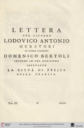 Lettera del Signore Lodovico Antonio Muratori […]