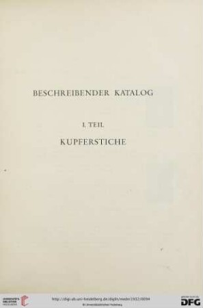 I. Teil: Kupferstiche und Radierungen