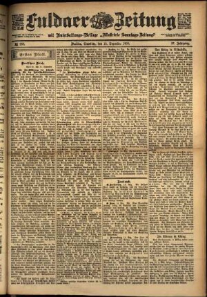 Erste Ausgabe vom Samstag, den 15. Dezember 1900.
