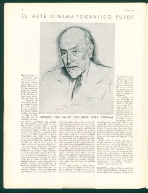 Retrato [de Luigi Pirandello], por Emilio Centurion para Cinegraf