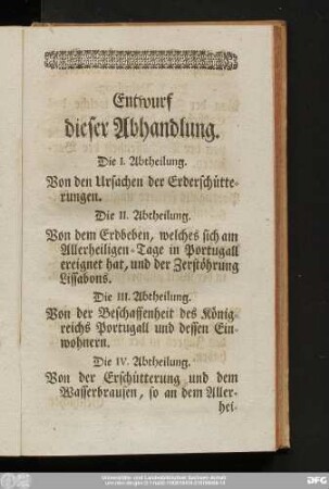 Entwurf dieser Abhandlung.