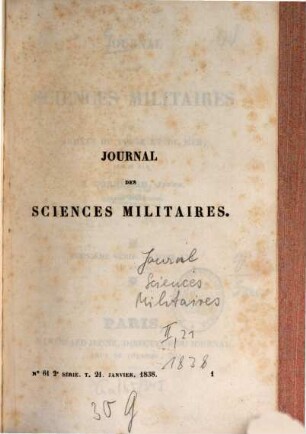 Journal des sciences militaires des armées de terre et de la mer. 21 = A. 14. 1838