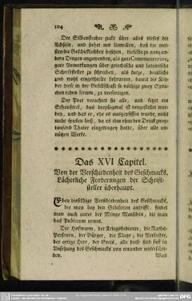 Das XVI. Capitel. Von der Verschiedenheit des Geschmacks
