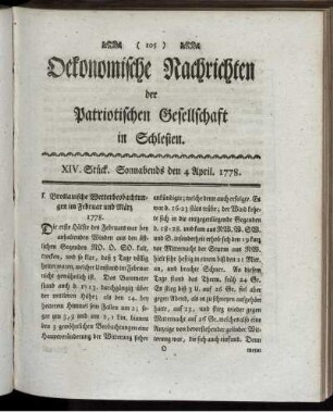 XIV. Stück. Sonnabends den 4 April. 1778.