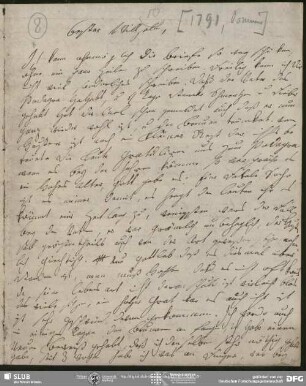 Eigenh. Brief von Johanna Christiane Erdmuthe Schlegel an August Wilhelm von Schlegel, Hannover, Sommer 1791
