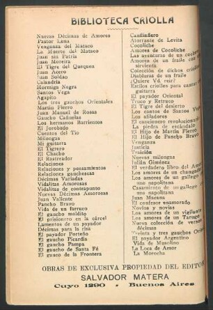 Biblioteca criolla - [Obras publicadas]
