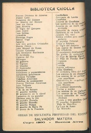 Biblioteca criolla - [Obras publicadas]