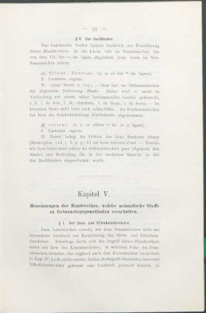 Kapitel V. Benennungen der Handwerker, welche animalische Stoffe zu Gebrauchsgegenständen verarbeiten.