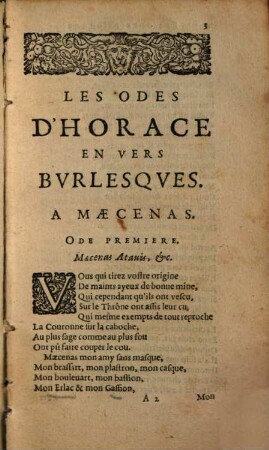 Les Odes d'Horace : en vers burlesques