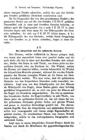 § 5. Das körperliche und das sphärische Dreieck.