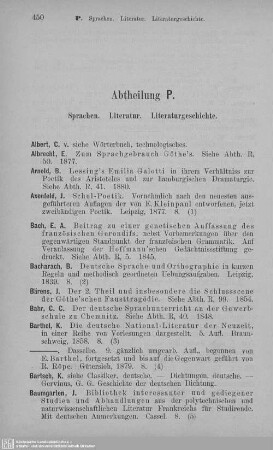 Abt. P. Sprachen. Literatur. Literaturgeschichte