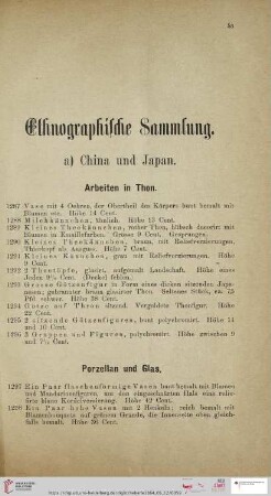 Ethnographische Sammlung (Nr. 1287 - 1595)