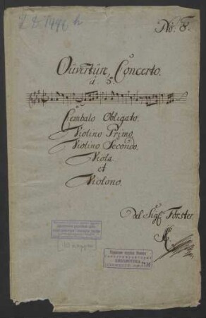 Ouvertüren; cemb obl, strings, b; A-Dur