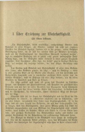I. Über Erziehung zur Wahrhaftigkeit