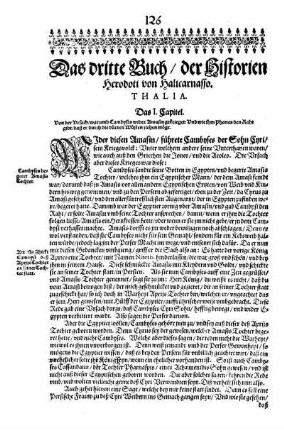 Das dritte Buch/ der Historien Herodoti von Halicarnasso. Thalia.