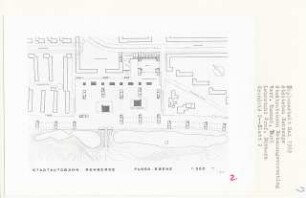 Stadtautobahn Rehberge, Berlin-Wedding (Diplomarbeit bei Kurt Dübbers): Grundriss Fussgängerebene 1:500