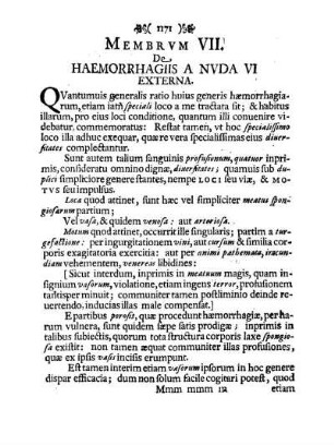 Membrvm VII. De Haemorrhagiis A Nvda Vi Externa.