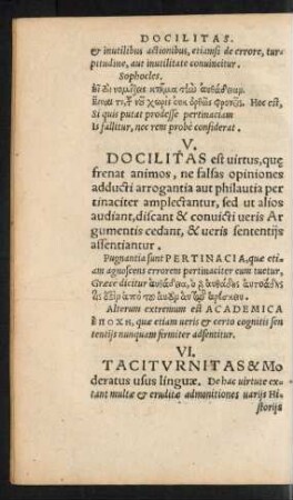 VI. Taciturnitas & Moderatus usus linguae.