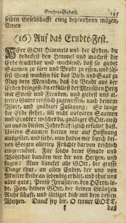 (16) Auf das Erndte-Fest
