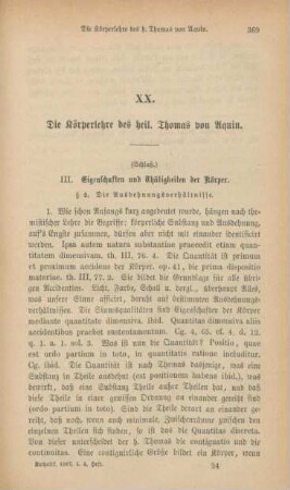 369-383 Die Körperlehre des heiligen Thomas von Aquin : III. Eigenschaften und Thätigkeiten der Körper