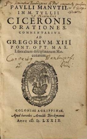 Pavlli Manvtii in M. Tvllii Ciceronis orationes commentarivs, 1