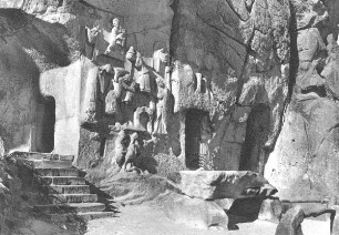 Die Externsteine im Teutoburger Wald, Kreuzabnahme. Horn-Bad Meinberg