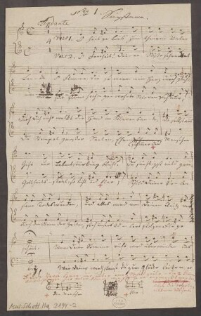 O heil'ge Lieb' zum teuren Vaterlande, S, pf, C-Dur - BSB Mus.Schott.Ha 3194-2 : [heading:] N|r|o 1. Singstmme. [!]