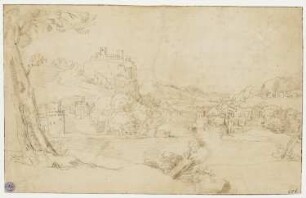 Landschaft mit befestigter Burganlage