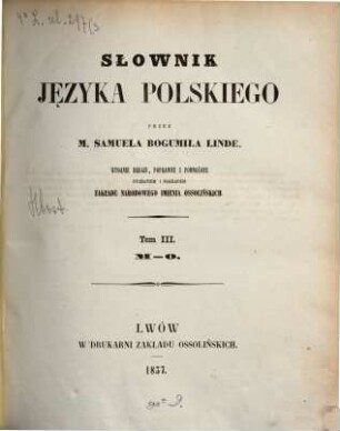 Słownik języka polskiego, 3. M - O