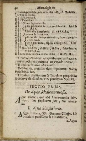Sectio Prima. De Aquis Medicamentosis. - Sectio Sexta. De Lapidibus in genere.